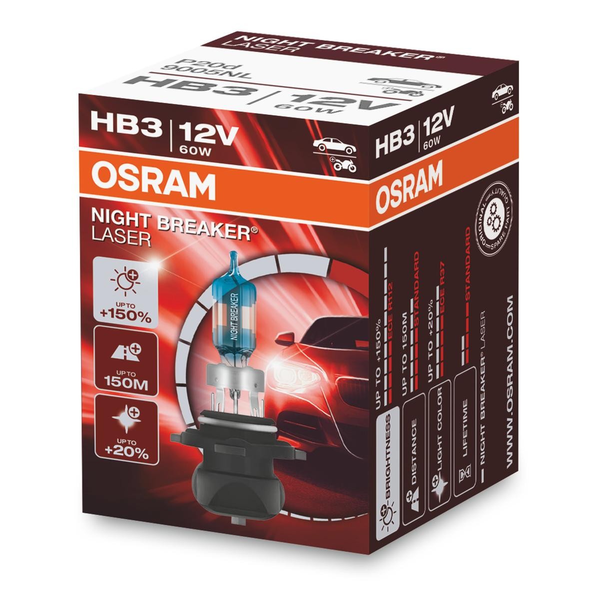 Image of OSRAM Lampade NIGHT BREAKER® LASER next generation HB3 9005NL Lampadina, Faro di profondità VW,AUDI,MERCEDES-BENZ009