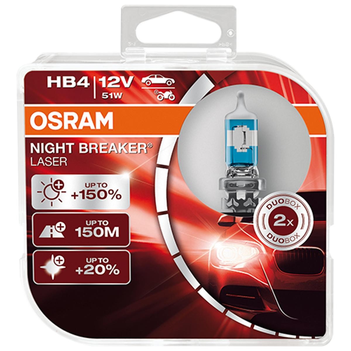 Image of OSRAM Lampade NIGHT BREAKER® LASER HB4 9006NL-HCB Lampadina, Faro di profondità VW,MERCEDES-BENZ,BMW,Golf V Schrägheck (1K1)