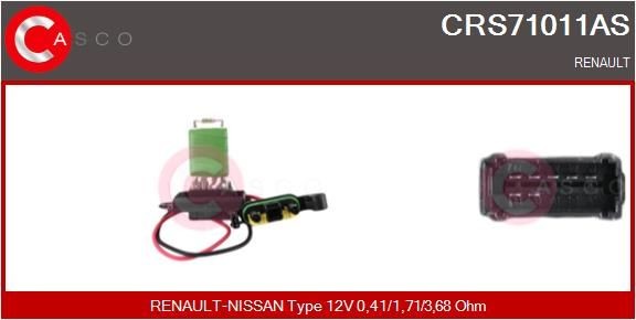 CASCO  CRS71011AS Gebläsewiderstand Spannung: 12V, Widerstand: 0,41, 1,71, 3,68Ohm