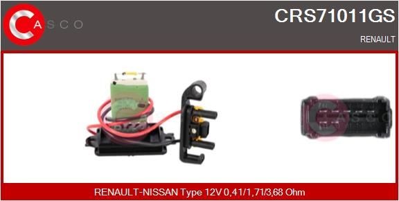CASCO  CRS71011GS Gebläsewiderstand Spannung: 12V, Widerstand: 0,41, 1,71, 3,68Ohm