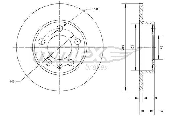 TOMEX brakes  TX 70-01 Bremsscheibe Bremsscheibendicke: 9mm, Lochanzahl: 5, Ø: 230mm, Ø: 230mm
