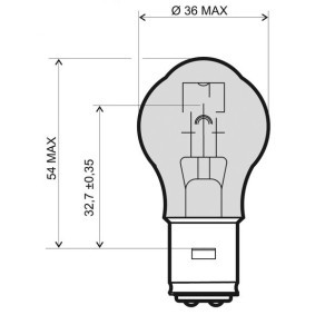 Bulb, headlight S2, BA20D, 35W, 12V 24 651 0319