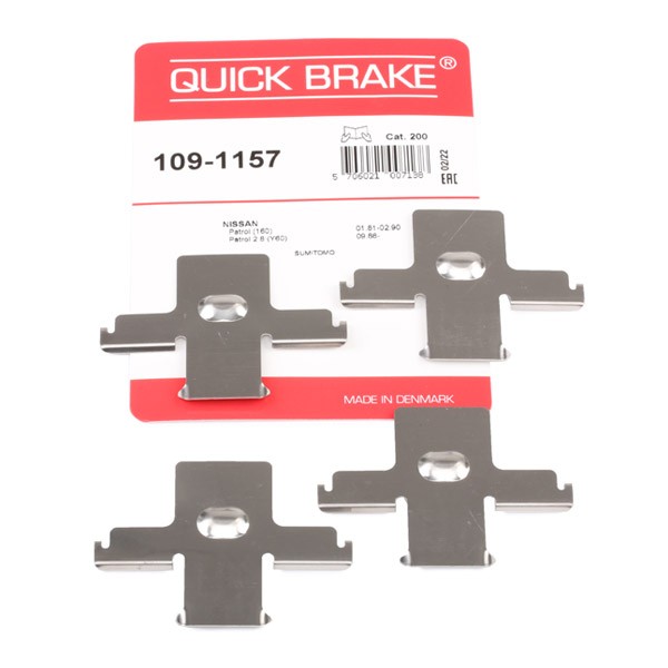 Image of QUICK BRAKE Kit accessori, Pastiglia freno 109-1157 NISSAN,Patrol GR IV SUV (Y60, GR),Patrol III/1 SUV (W160),Patrol III/2 SUV (W260)