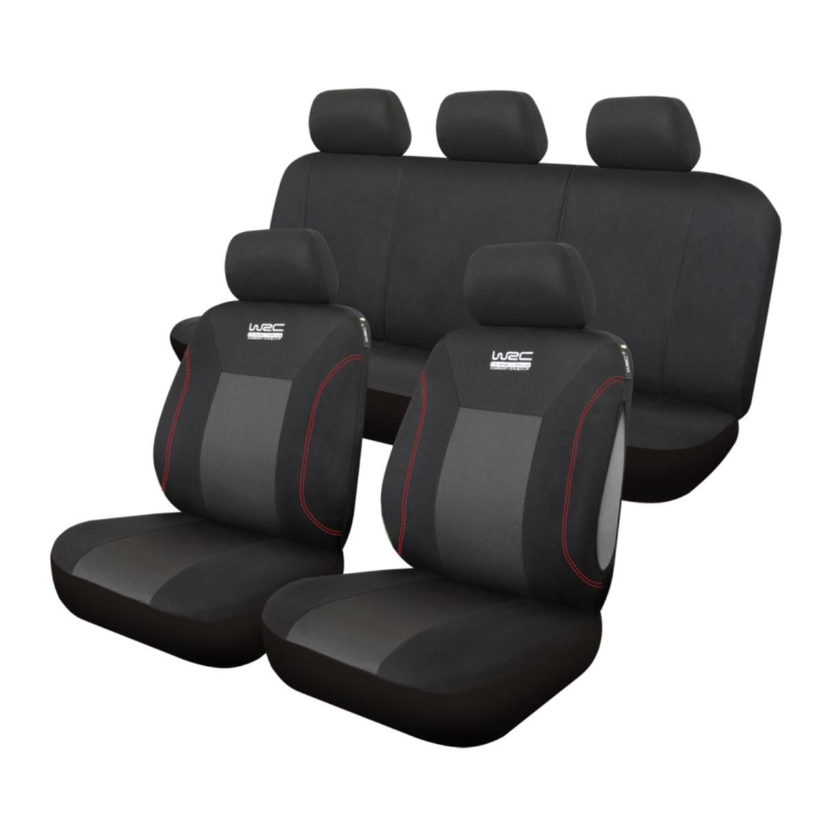007590 WRC Sitzschonbezug schwarz, Mit Motiv, Polyester, vorne und