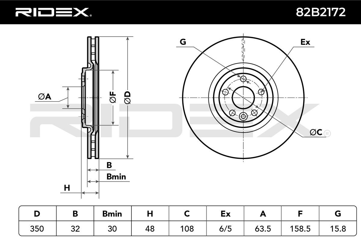 RIDEX Jarrulevyt Etuakseli 82B2172 Jarrulevy LAND ROVER,JAGUAR,Range Rover Velar (L560),XE (X760),F-PACE (X761_),XF (X260),XF SPORTBRAKE (X260) | Alk. 80,98 €