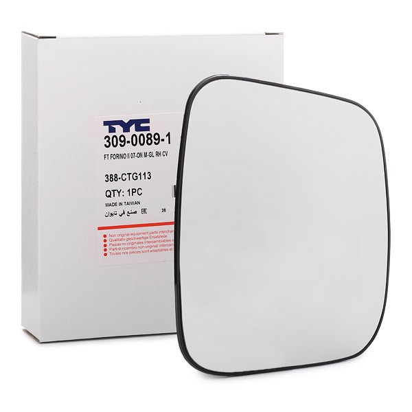 TYC Miroir De Rétroviseur 309-0089-1 Glace Retroviseur,Verre De Rétroviseur FIAT,PEUGEOT,CITROËN,QUB
