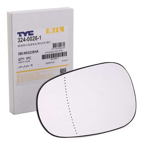 TYC 324-0026-1 Sticla oglinda, oglinda retrovizoare exterioara ambele ❱❱❱ preț și experiență