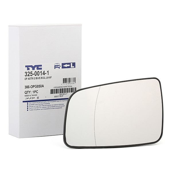 TYC Miroir De Rétroviseur 325-0014-1 Glace Retroviseur,Verre De Rétroviseur OPEL,ASTRA G Fastback F4