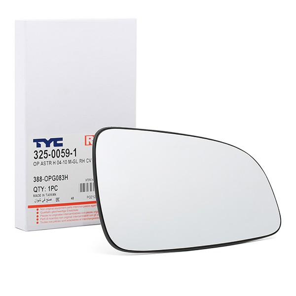 TYC Miroir De Rétroviseur 325-0059-1 Glace Retroviseur,Verre De Rétroviseur OPEL,ASTRA H L48,ASTRA H