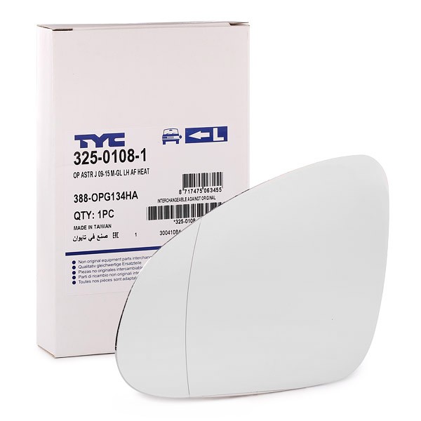 TYC Sivupeilin Lasi Vasen 325-0108-1 Peililasi, Ulkopeili OPEL,Astra J Sports Tourer (P10),ASTRA J,Astra J GTC (P10),ASTRA J Stufenheck | Alk. 14,68 €