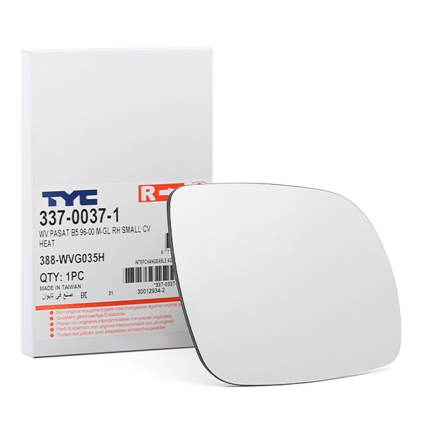 TYC Miroir De Rétroviseur 337-0037-1 Glace Retroviseur,Verre De Rétroviseur VW,SEAT,GOLF IV 1J1,POLO