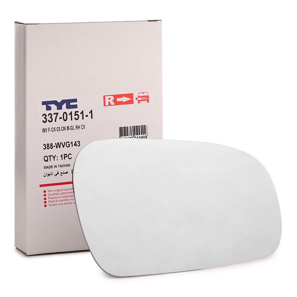 TYC Miroir De Rétroviseur 337-0151-1 Glace Retroviseur,Verre De Rétroviseur VW,FOX 5Z1, 5Z3
