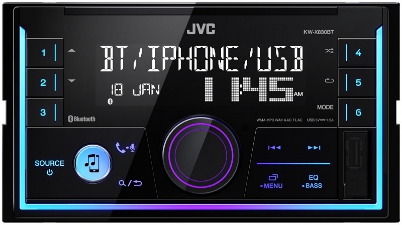 JVC  KW-X830BT Auto rádio Potência: 4x50W