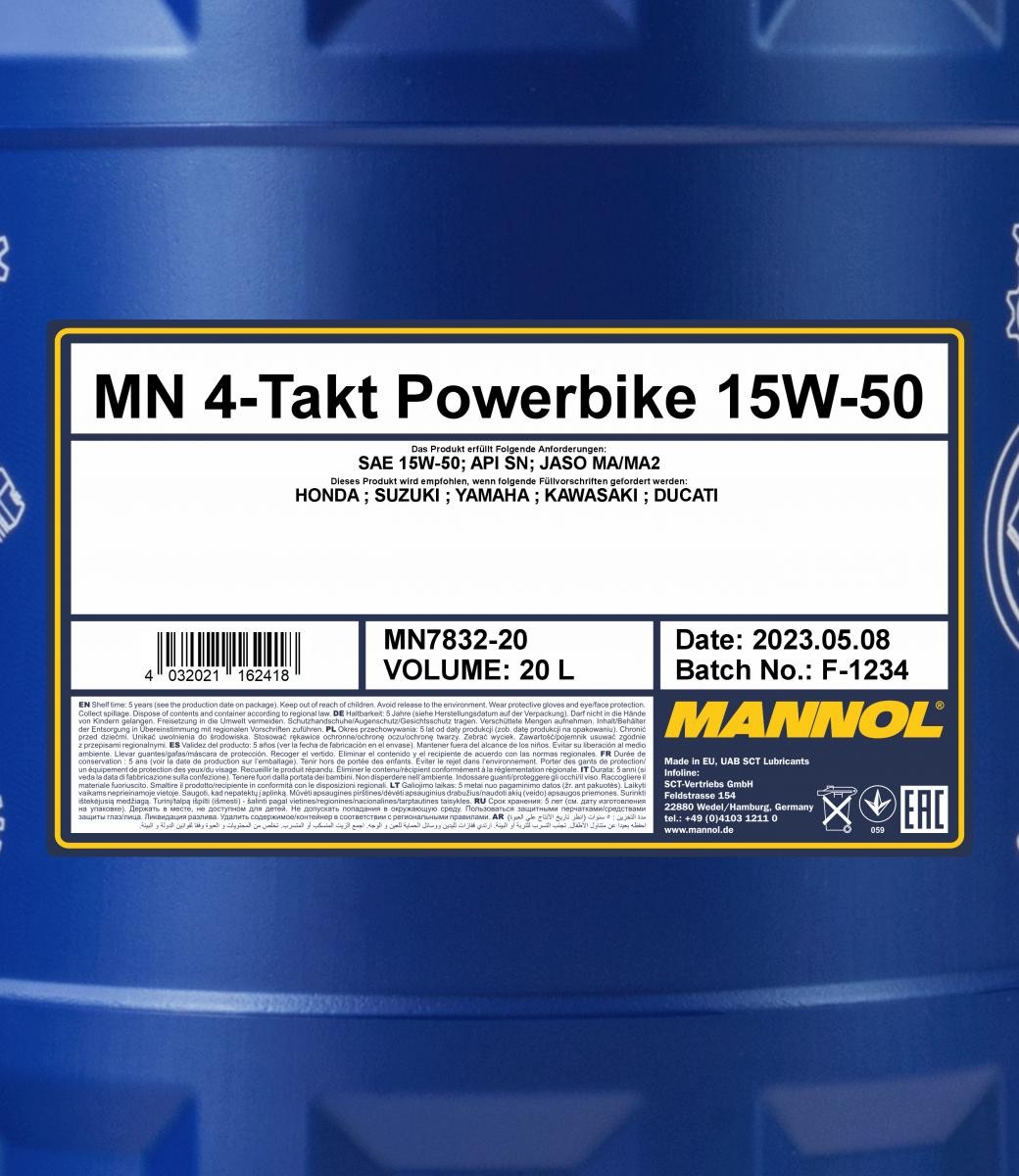 MANNOL Powerbike 15W-50 API SM 20l
