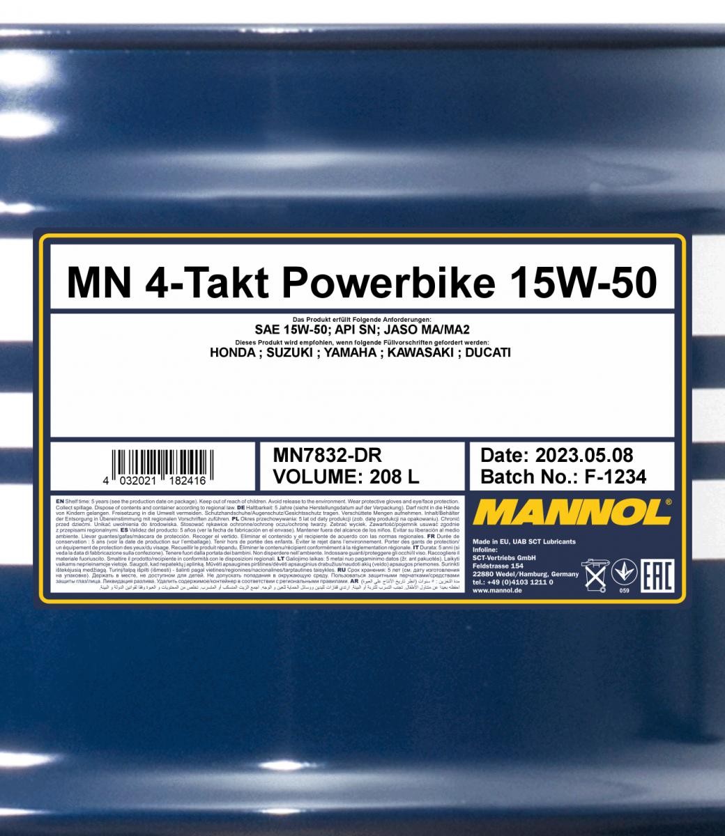 MANNOL Powerbike 15W-50 API SM 208l
