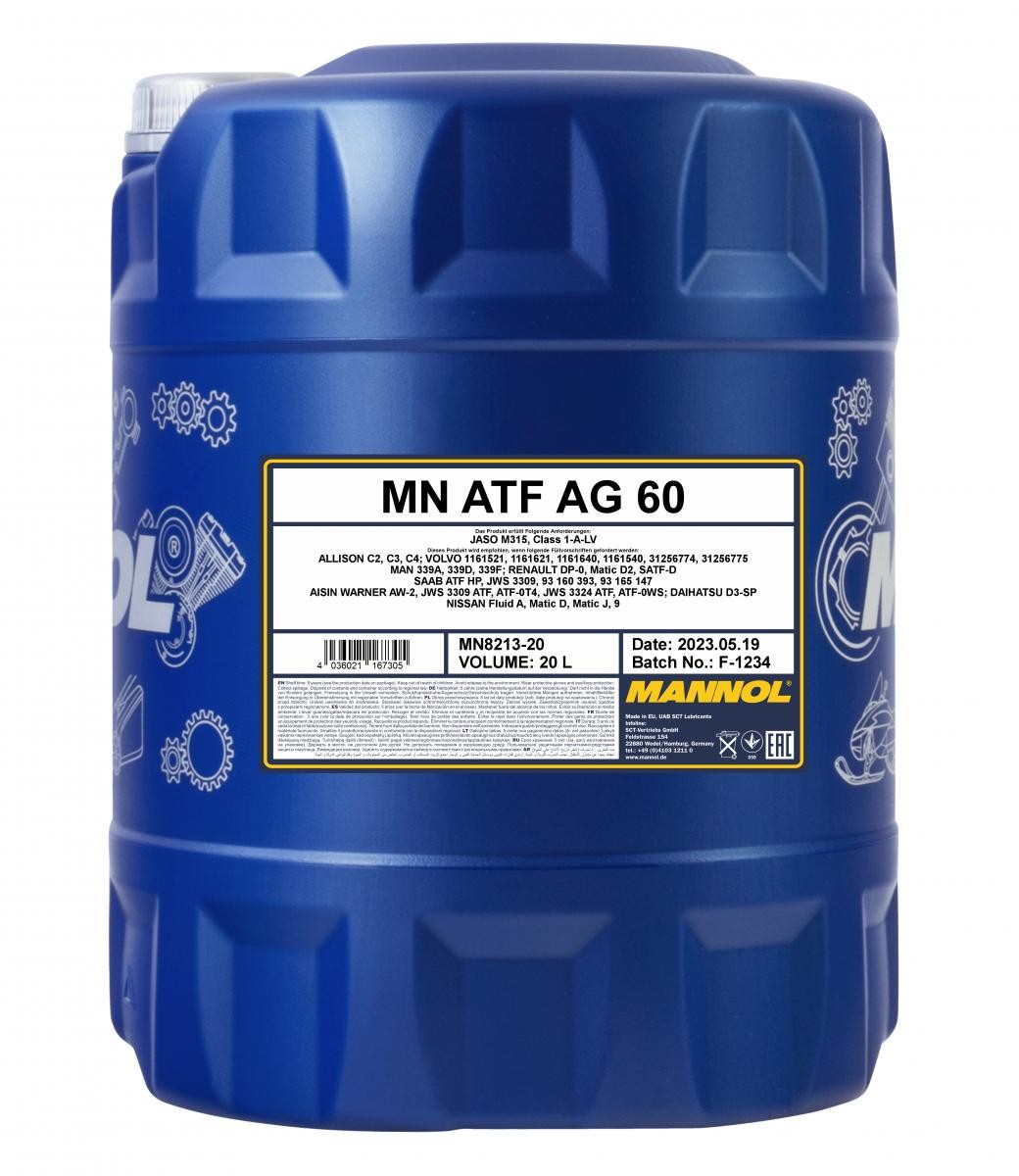 MANNOL Automaattivaihteistoöljy Tilavuus: 20l MN8213-20 | Alk. 137,88 €