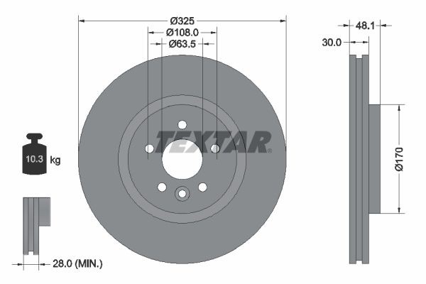 TEXTAR  92300505 Disco freno Spessore disco freno: 30mm, Ø: 325mm, Ø: 325mm