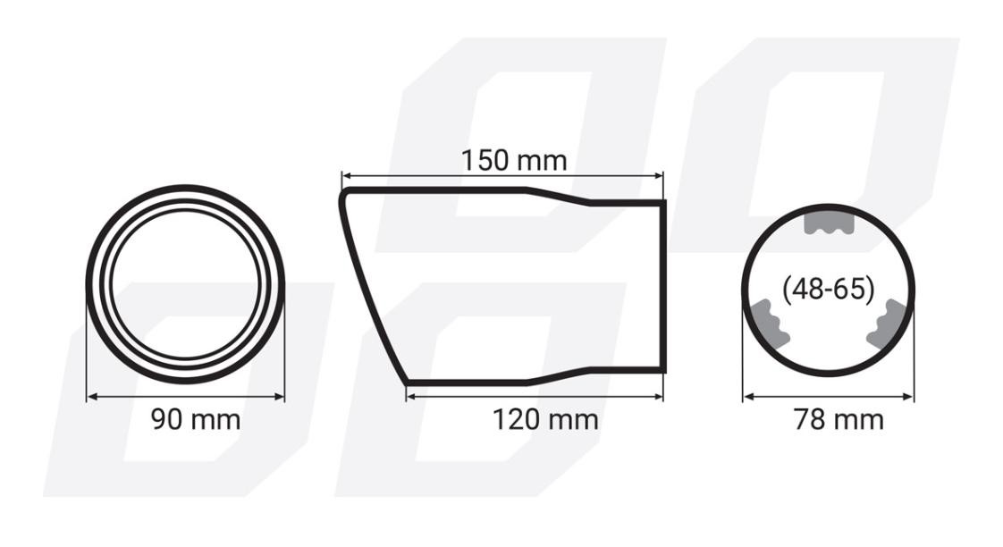 01307 AMiO MT 007 Auspuffblende 90 mm, rund, Edelstahl, 150mm, 78mm 01307  ❱❱❱ Preis und Erfahrungen