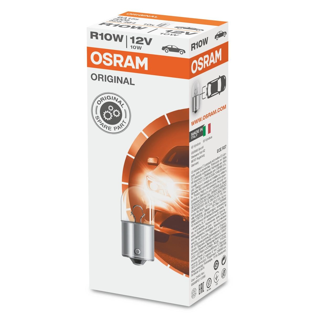 Image of OSRAM Lampade R10W 5008 Lampadina, Luce posteriore di stop VW,AUDI,MERCEDES-BENZ,Golf IV Schrägheck (1J1)009