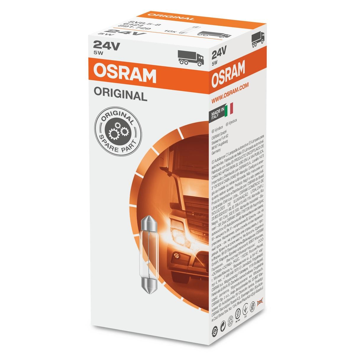 Image of OSRAM Lampade Lampadina con zoccolo 6424 Lampadina, Luce targa MERCEDES-BENZ,CHEVROLET,IVECO,SPRINTER 4,6-t Kasten (906),Intouro (O 560),O309 Bus