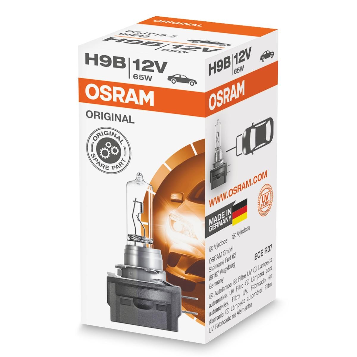 Bulb, spotlight 64243 OSRAM H9B original quality