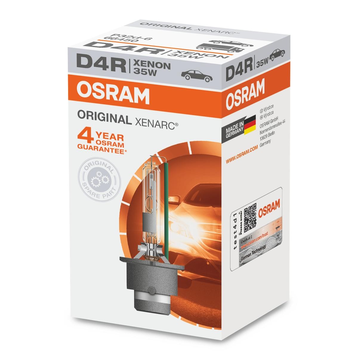 Lámpara, faro de carretera 66450 OSRAM D4R en calidad original