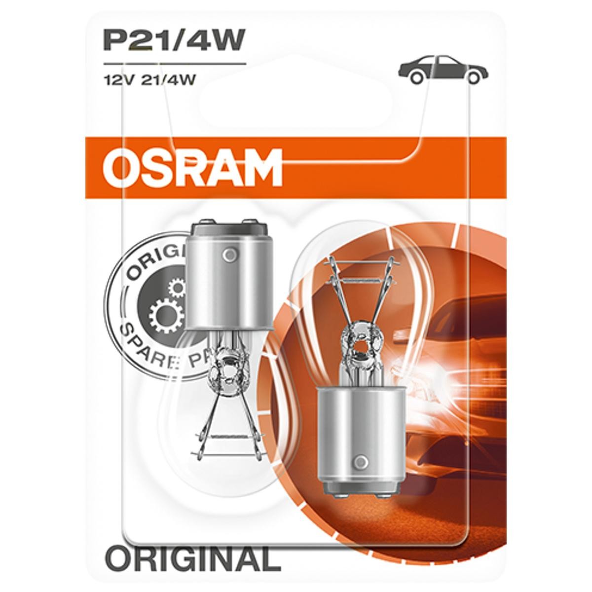 Image of OSRAM Lampade P21/4W 7225-02B Lampadina, Luce stop/ Luce posteriore VW,AUDI,MERCEDES-BENZ,POLO (9N_),Transporter V Kastenwagen (7HA, 7HH, 7EA, 7EH)009