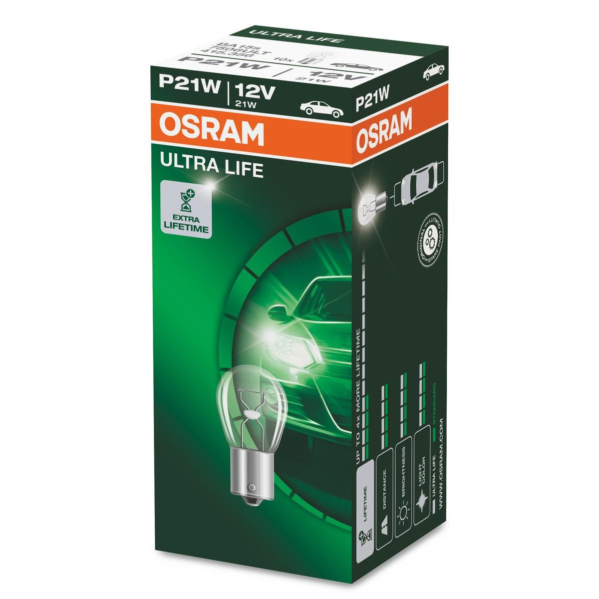 7506ULT OSRAM ULTRA LIFE P21W Ampoule, feu clignotant 12V 21W, P21W P21W  ❱❱❱ prix et expérience
