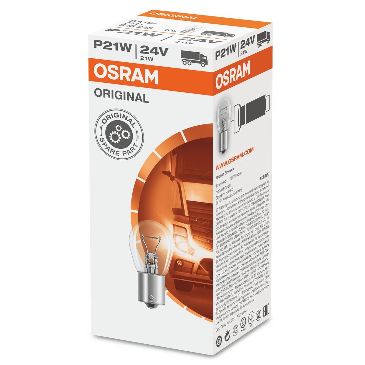 Gloeilamp, knipperlamp 7511 OSRAM P21W van originele kwaliteit