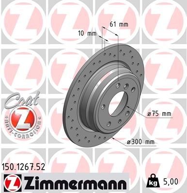 ZIMMERMANN SPORT COAT Z 150.1267.52 Disco  freno Spessore disco freno: 10mm, Cerchione: 5-fori, Ø: 300mm, Ø: 300mm