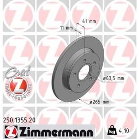 Bremsscheibe 3M51-2A-315AD ZIMMERMANN 250.1355.20 FORD, MAZDA, FORD USA, VAUXHALL