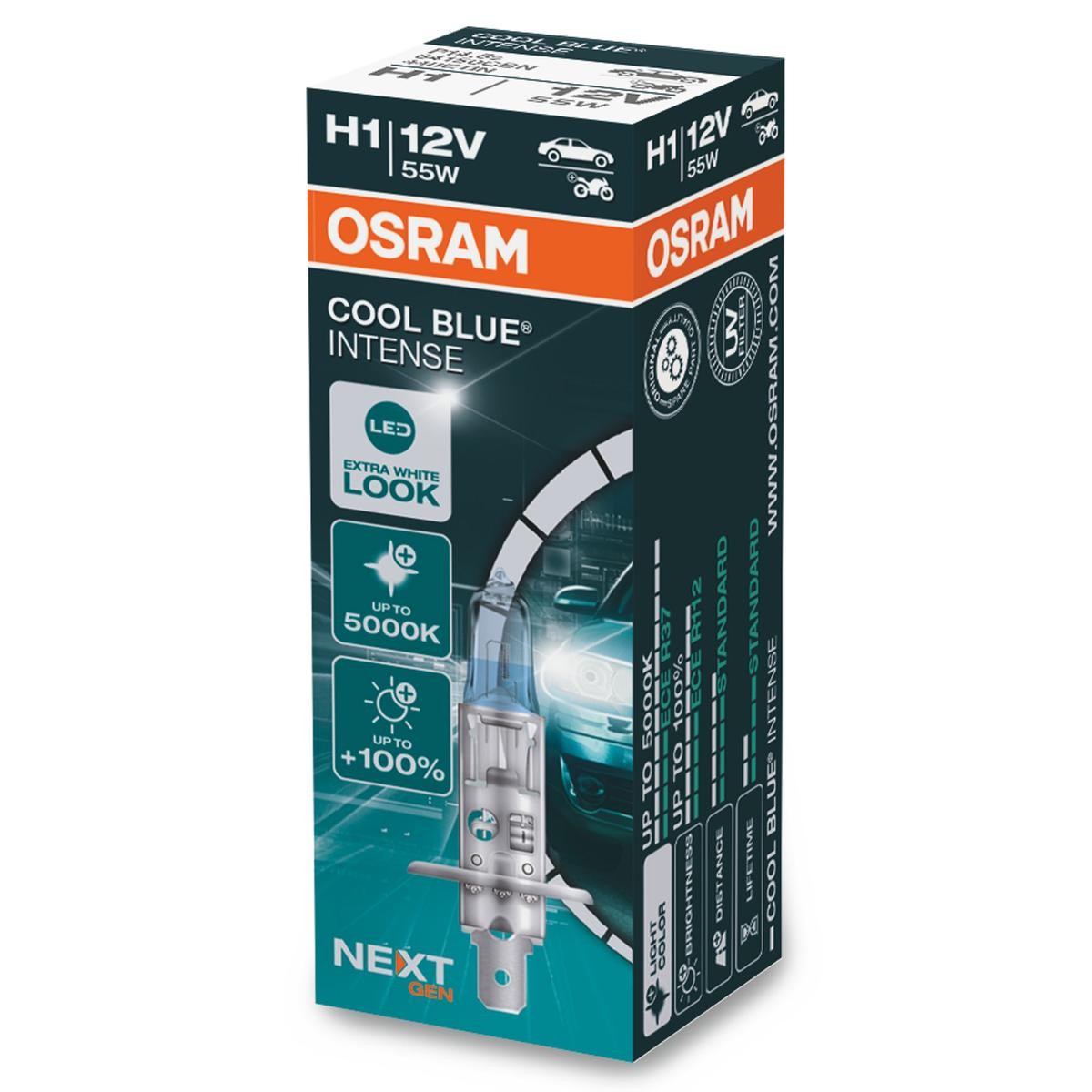 Image of OSRAM Lampade COOL blu® INTENSE (Next Gen) H1 64150CBN Lampadina, Faro di profondità VW,AUDI,MERCEDES-BENZ,Golf IV Schrägheck (1J1),POLO (9N_)009