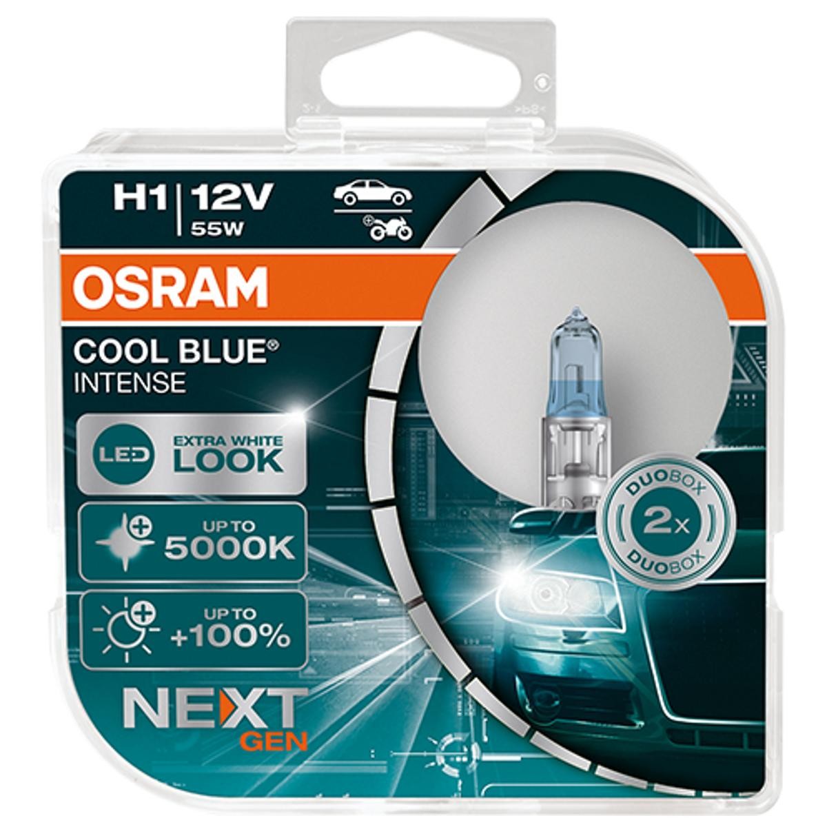 Image of OSRAM Lampade COOL blu® INTENSE (Next Gen) H1 64150CBN-HCB Lampadina, Faro di profondità VW,AUDI,MERCEDES-BENZ,Golf IV Schrägheck (1J1),POLO (9N_)009