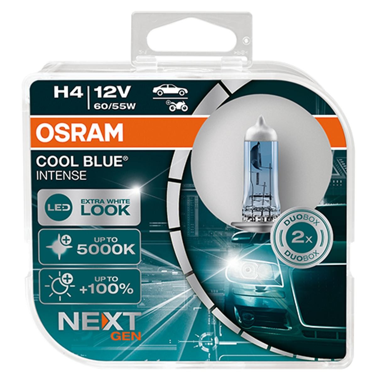 Image of OSRAM Lampade COOL blu® INTENSE (Next Gen) H4 64193CBN-HCB Lampadina, Faro di profondità VW,AUDI,MERCEDES-BENZ,Polo Schrägheck (6R1, 6C1)009