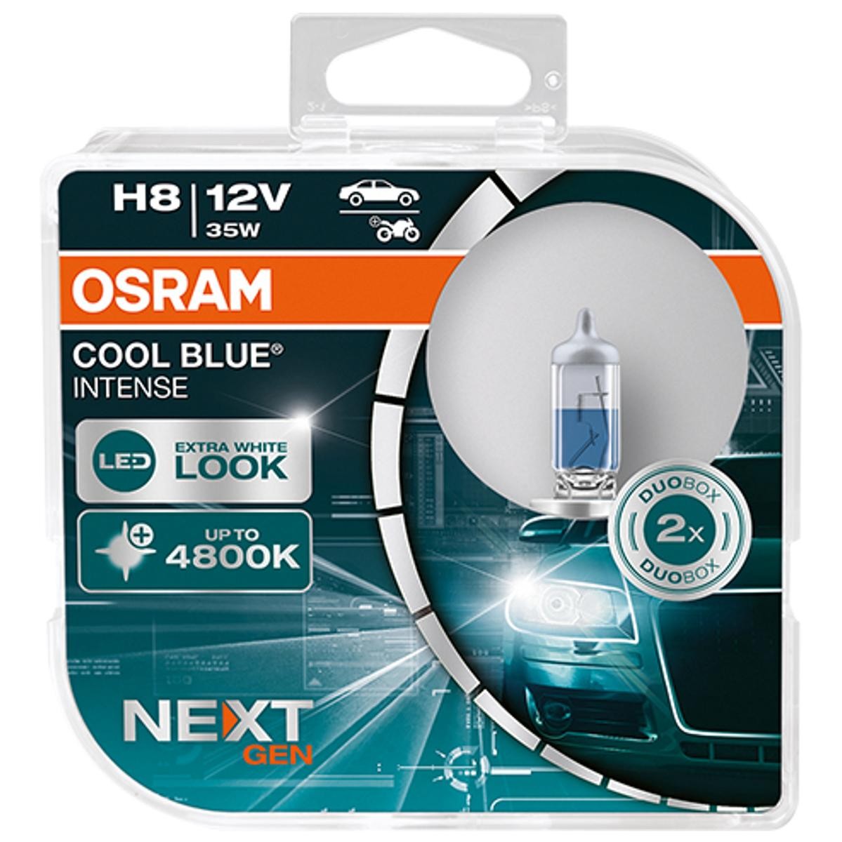 Image of OSRAM Lampade COOL blu® INTENSE (Next Gen) H8 64212CBN-HCB Lampadina, Faro di profondità VW,AUDI,MERCEDES-BENZ,Polo Schrägheck (6R1, 6C1)009