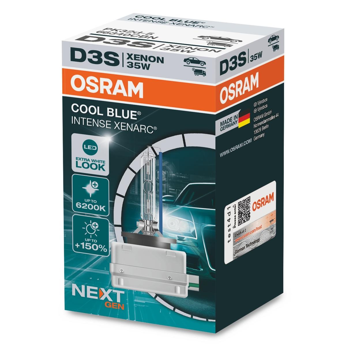 Image of OSRAM Lampade XENARC® COOL blu® INTENSE (Next Gen) D3S 66340CBN Lampadina, Faro di profondità VW,AUDI,MERCEDES-BENZ,Polo Schrägheck (6R1, 6C1)009