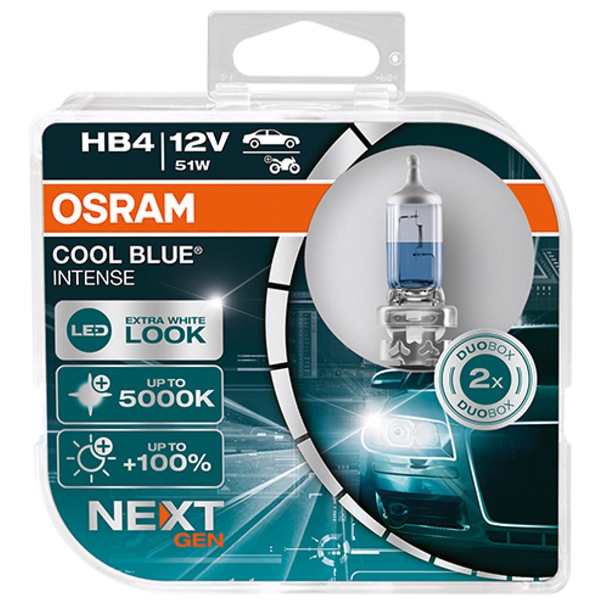 Image of OSRAM Lampade COOL blu® INTENSE (Next Gen) HB4 9006CBN-HCB Lampadina, Faro di profondità VW,MERCEDES-BENZ,OPEL,Polo Schrägheck (6R1, 6C1)009