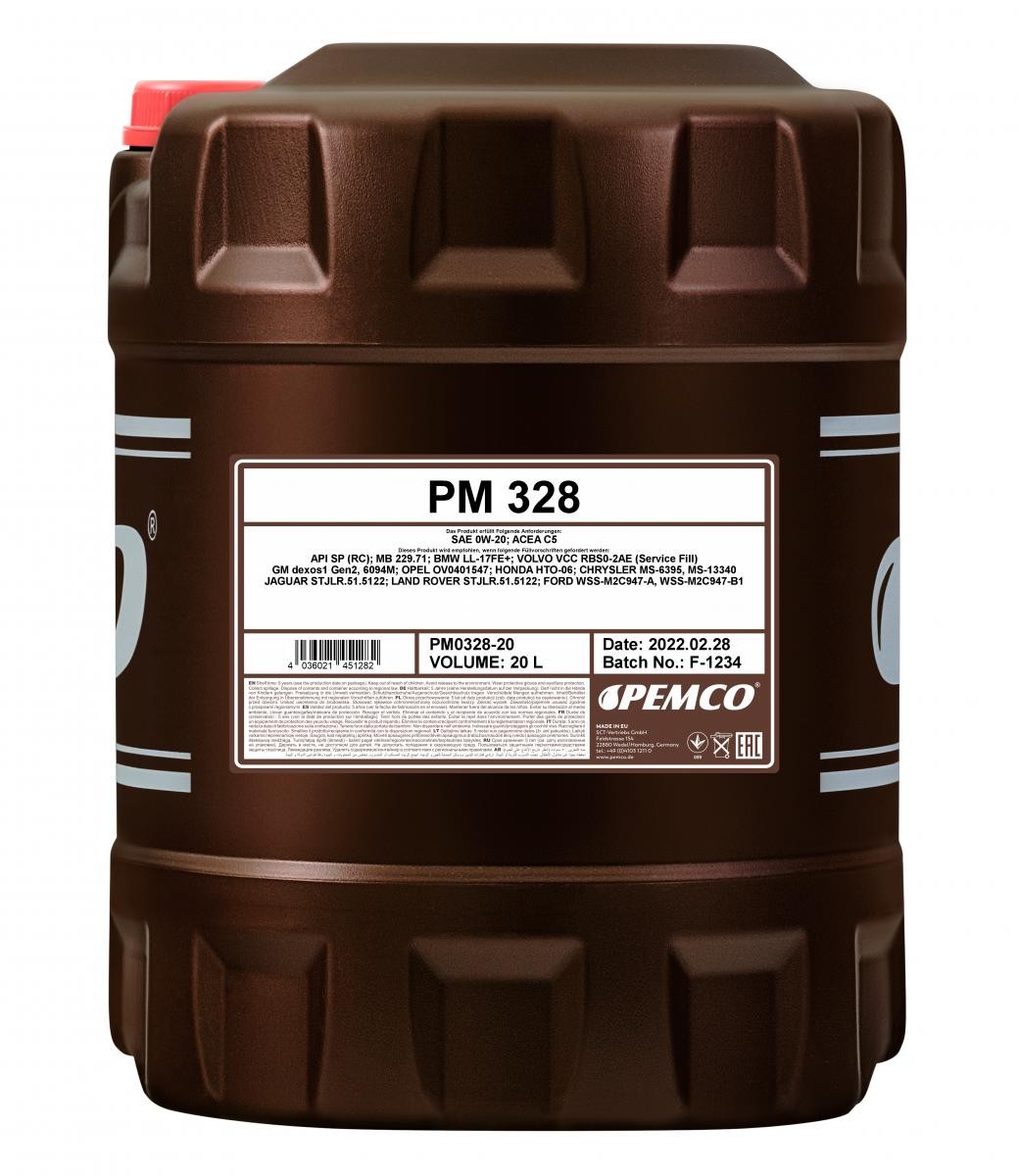 PEMCO Moottoriöljy 0W-20, Tilavuus: 20l PM0328-20