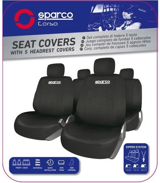 SPS402BK SPARCO Housse de siège noir, Tissu en polyester SPS402BK ❱❱❱ prix  et expérience
