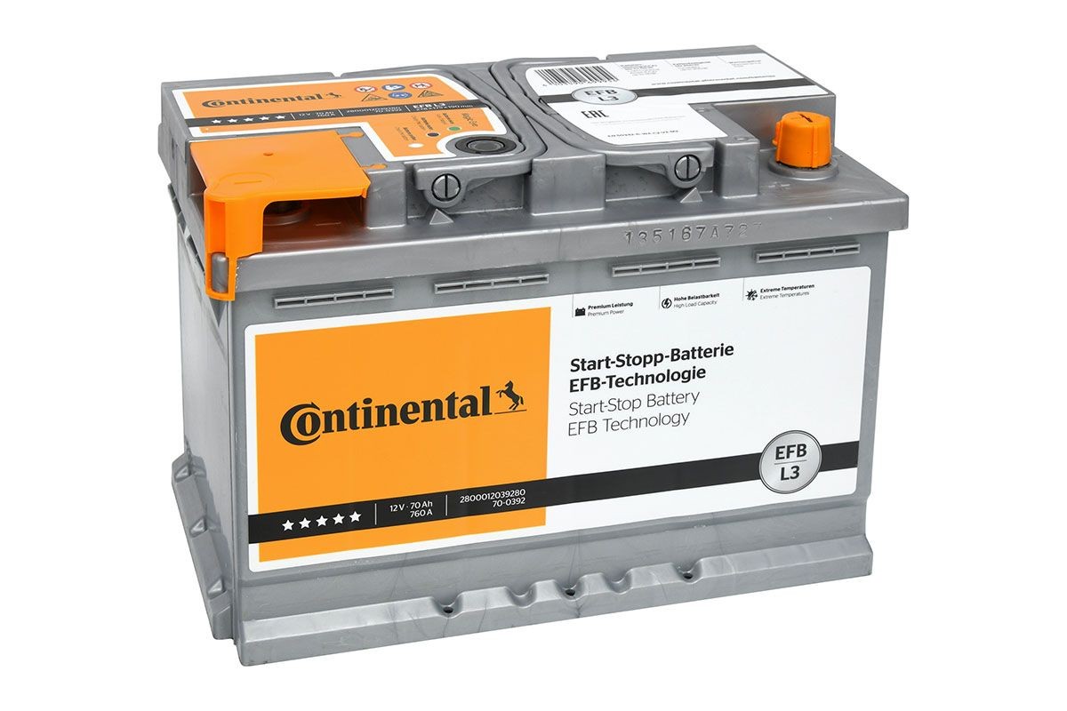 2800012039280 Continental Batterie 12V 70Ah 760A B13 L3 Batterie EFB  2800012039280 ❱❱❱ prix et expérience