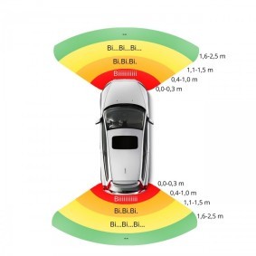 EINPARTS Kit sensori di parcheggio anteriore e posteriore EPP8100 SILVER anteriore e posteriore, con allarme acustico, N° sensori: 4