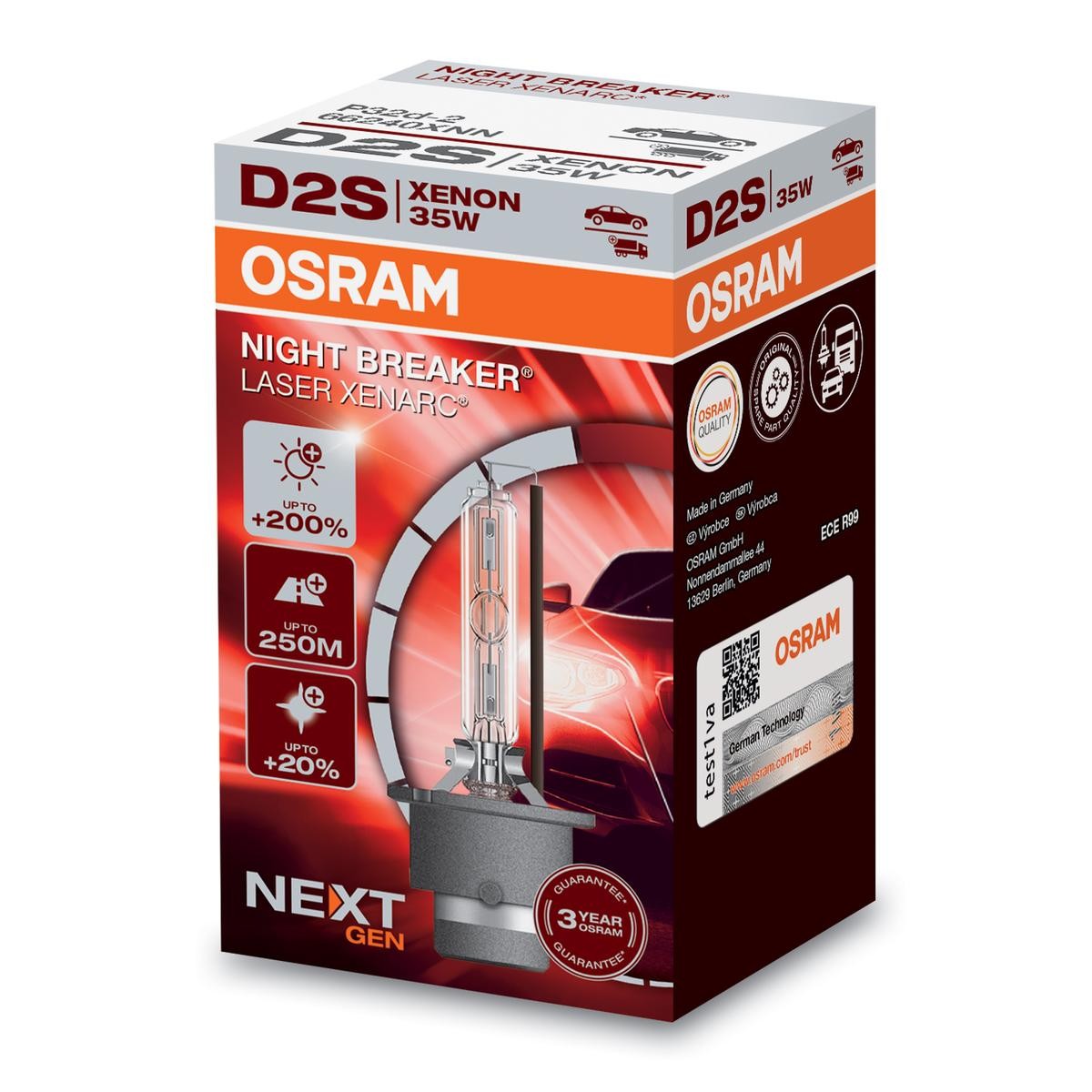 Image of OSRAM Lampade XENARC® NIGHT BREAKER® LASER D2S 66240XNN Lampadina, Faro di profondità VW,AUDI,MERCEDES-BENZ,Golf IV Schrägheck (1J1)009