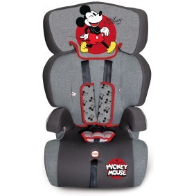 MICKEY AND FRIENDS Children's car seat 5-point harness 25346 without Isofix, Group 1/2/3, 9-36 kg, 5-point harness, Grey, Black, printed design