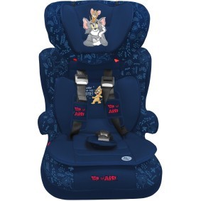TOM AND JERRY Child car seat Group 1/2/3 11055 without Isofix, Group 1/2/3, 9-36 kg, 5-point harness, Blue, printed design