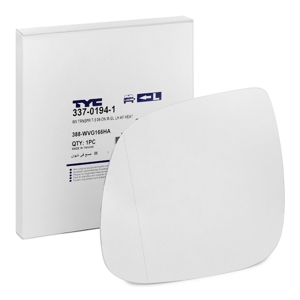 TYC Miroir De Rétroviseur 337-0194-1 Glace Retroviseur,Verre De Rétroviseur VW,TRANSPORTER V Furgón