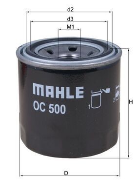 MAHLE ORIGINAL OC 500 Olejový filtr R: 76,0mm, Výška: 80,2mm, Výška 1: 79mm