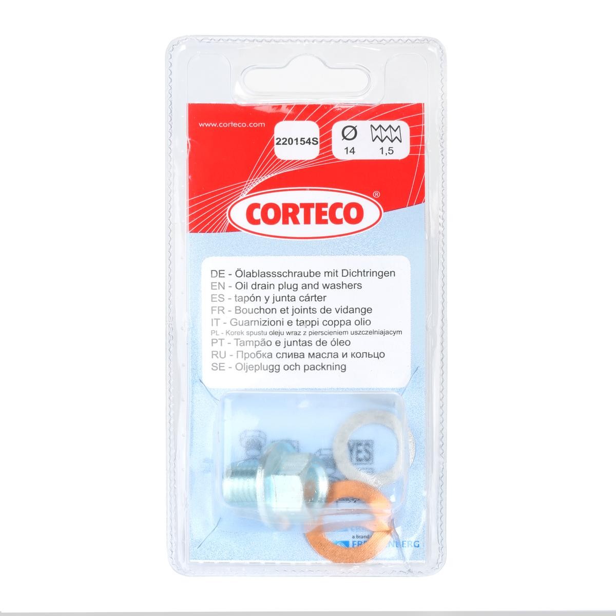 CORTECO Bouchon De Vidange 220154S Bouchon Carter d'Huile,Vis Bouchon Carter d'Huile FIAT,RENAULT,DA
