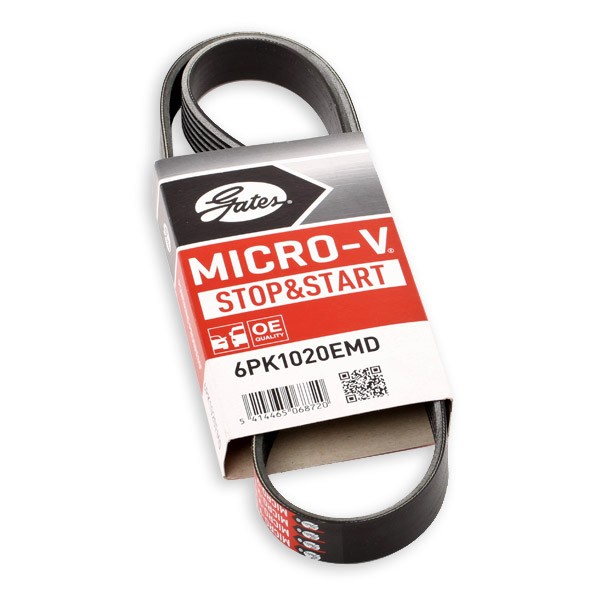 GATES Courroie Trapézoïdale à Nervures 6PK1020EMD PEUGEOT,CITROËN,DS,308 4A_, 4C_,3008,208,5008,308