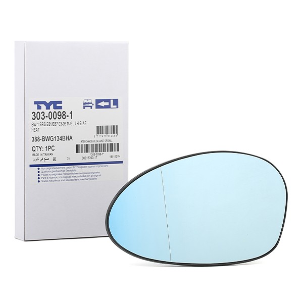 TYC Miroir De Rétroviseur 303-0098-1 Glace Retroviseur,Verre De Rétroviseur BMW,3 E90,1 E87,3 Tourin