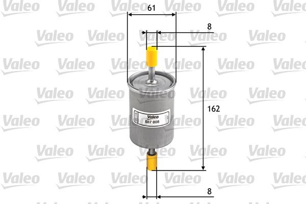 VALEO 587008 Filtro combustible Altura: 161,5mm